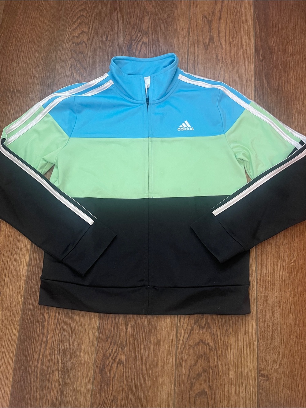 Adidas Kids Colorblock Zip-Up in Blue, Green & Black